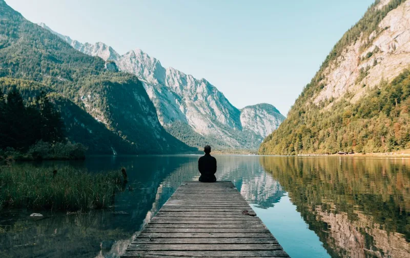 Practitioner holding yogic posture for Nadi Shodhana pranayama and mindful breath balance