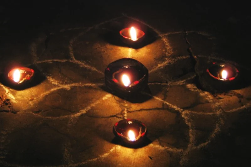 Serene devotional home prayer sanctuary with glowing light and sacred peaceful ambience